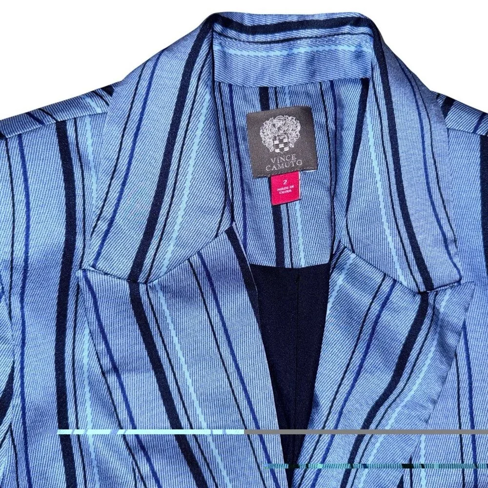 Vince Camuto Striped Single Button Blazer Glacier Valley Blue Size 2 - Picture 4 of 5